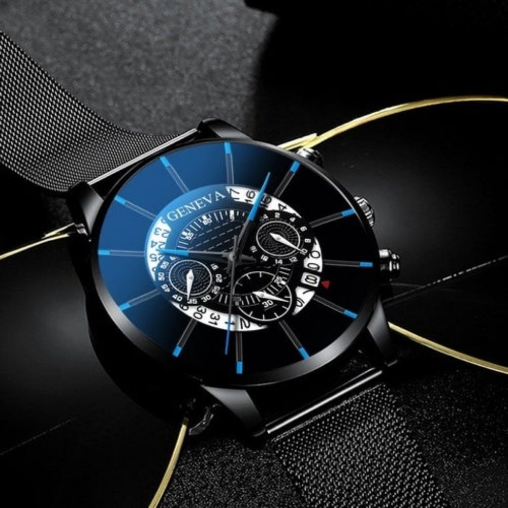 GENEVA Men's Watch Stainless Steel Calendar Sports - Picture 5 of 13